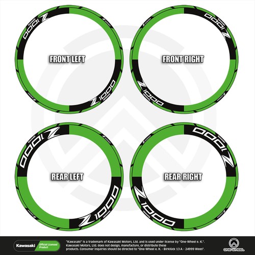 Pegatina de llanta Kawasaki Z1000 V1 Premium pegatina de borde de llanta de motocicleta - Imagen 5 de 7