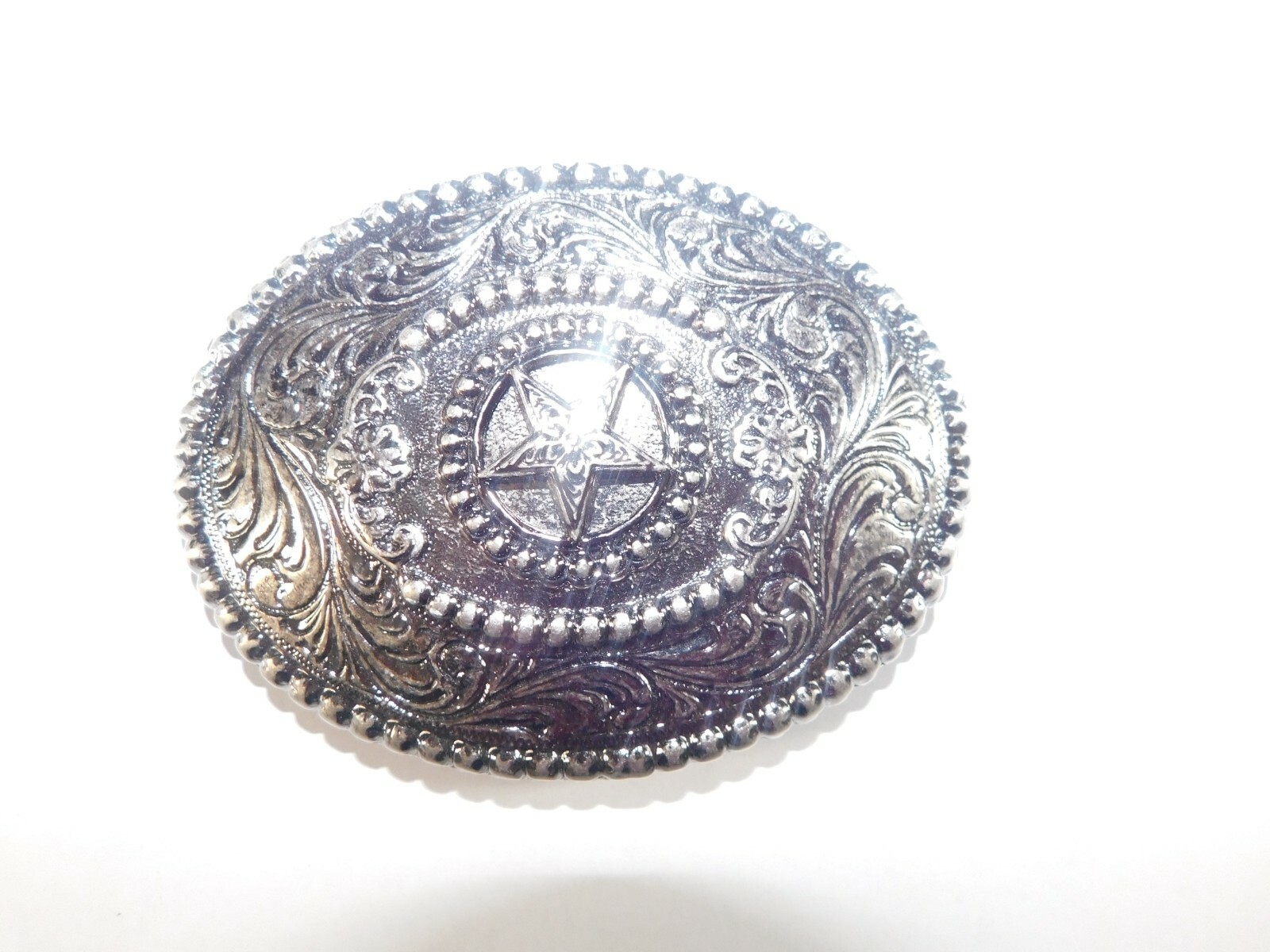 Star Scroll Pattern Floral Design Silver Tone Bel… - image 3