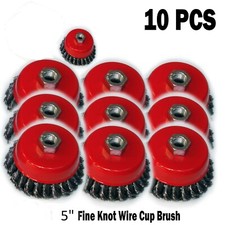 New 10 PCS 5" x 5/8" Knot-Type Fine Wire Cup Brush Fits 4-1/2" Angle Grinder
