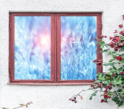 3D Blue Grass A526 Window Film Print Sticker Cling Stained Glass UV Zoe