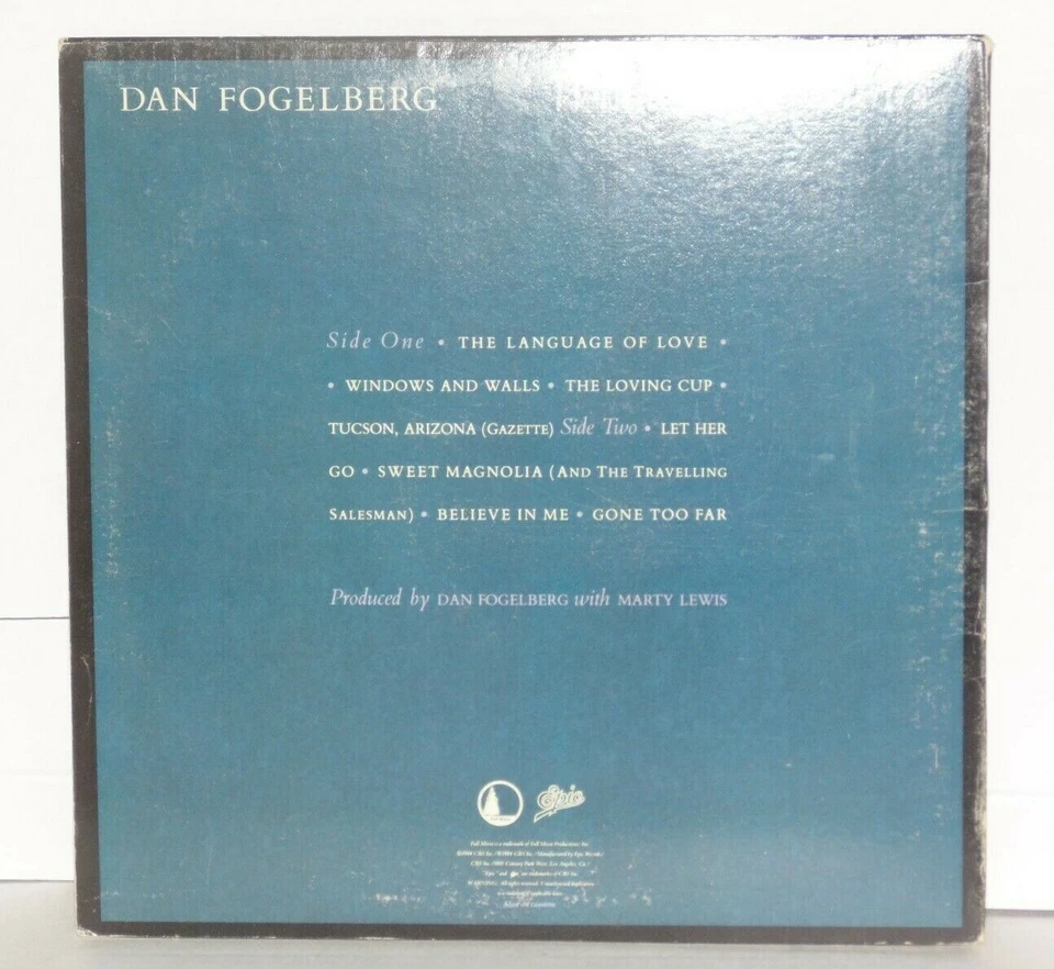 DAN FOGELBERG Windows and Walls LP VG+ Plays Well 1984 Full Moon Records QE39004 Foto 3 de 4