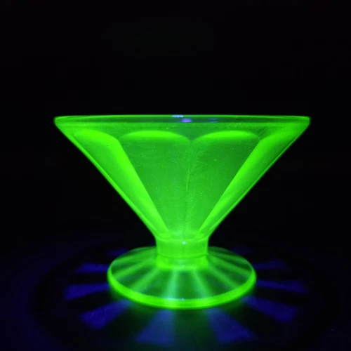 Lot Of 4 Uranium Glass Vaseline Sherbet Depression Vintage 1930's