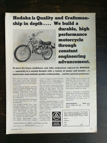 Vintage 1972 Guzzi 750 Motorcycle Full Page Original Ad