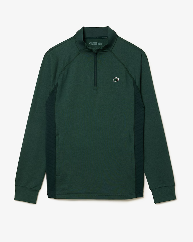 Lacoste Men's High-Neck Golf Sweatshirt- Dark Green/ Green- 3- S