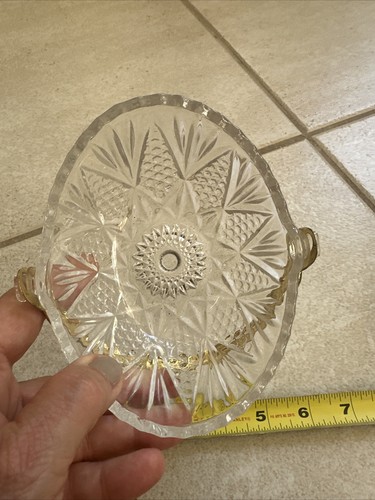 Vintage Mikasa Clear Glass Miniature Basket Metal Gold Tone Handle Candy Dish - Picture 3 of 5