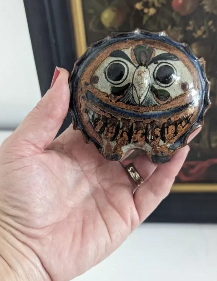 Vintage Jorge Wilmot Tonala Owl Figurine Mexican Folk