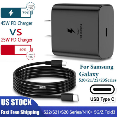 45W Fast Wall Charger Adapter 6ft Type-C Power Cable For Samsung S21 S22 S23 S24
