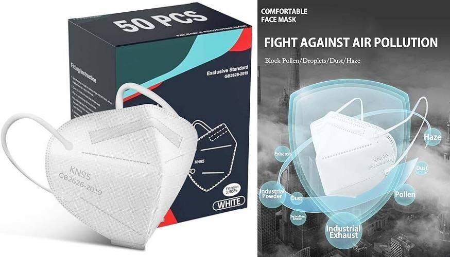 50 paquetes de mascarillas KN95 de seguridad con filtro de 5 capas 50 unidades.