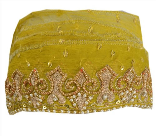 Sanskriti Vintage Saree Border Hand Beaded Indian Craft Trims Lace 1 Yard - Picture 2 of 8