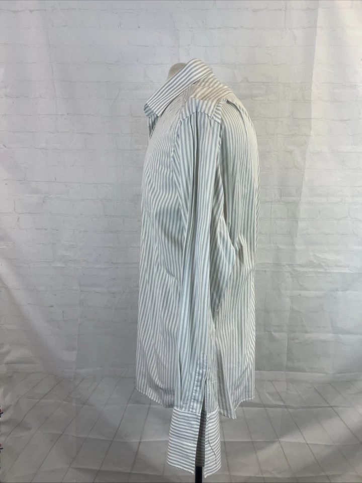Burberry Men's White & Gray Stripe Cotton Dress Shirt 16.5 - 42 $295 - Image 4 of 4