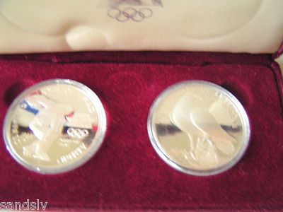 1983 1984 1$ Two U S Olympic Commemorative 2 Silver Dollars Proof