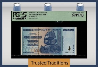 TT PK 91 2008 ZIMBABWE 100 BILLONES DE DÓLARES RESERVA BANCO GRADUACIÓN PROFESIONAL 69 PPQ EXCELENTE JOYA