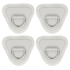 4 Pcs 3.5" Paddle Board D Rings, Stainless Steel D-Ring PVC Patch, Gray