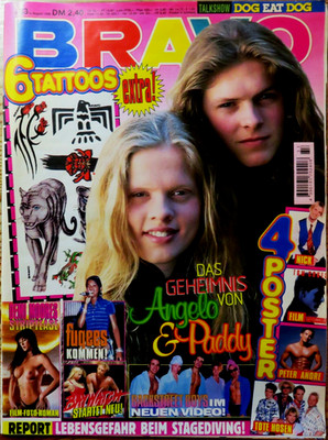 Bravo 33/96 Titelfoto: Angelo & Paddy Kelly, Poster: Nick Carter, Peter Andre...