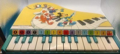Vintage Walt Disney Blue Bontempi Piano Mickey Mouse Donald Duck Pluto Toy