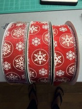 Member's Mark Red White Christmas Snowflake Wired Edge Ribbon 1.5" 140 yards