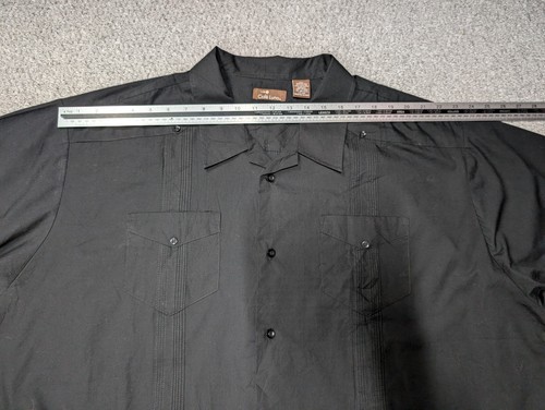 Cafe Luna Men's Solid Black Cuban Guayabera Tropical Casual Button Shirt 3XL - Picture 8 of 9
