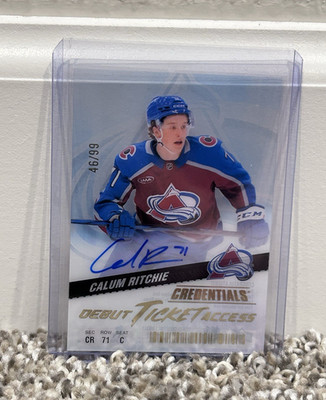 2024-25 Upper Deck Credentials Debut Ticket Access Calum Ritchie Auto /99 Avala 
