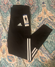 Adidas Women's Aeroready Crop Pants 3-Stripe Black Size Large NEW