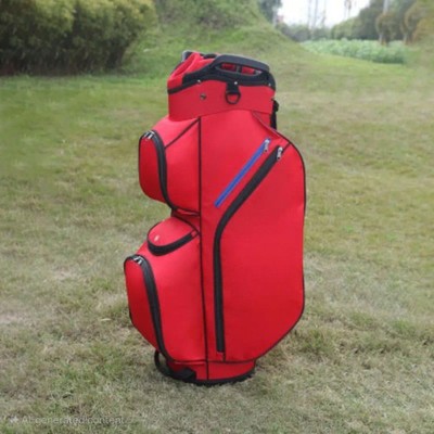 15-Way Golf Cart Bag With Cooler & Shoe Pocket, Rain Hood & Putter Well (Red)