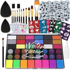 Face Painting Kits for Kids Party Non-Toxic Water-Activated Body 42 Colors 