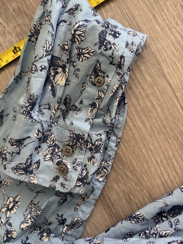 Untuckit For Her Button Blue Floral Chair Bird Floral Preppy Cotton Print Shirt - Picture 8 of 13