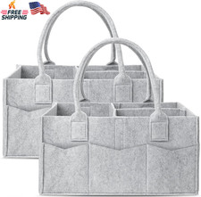 2 Pack Diaper Caddy Organizer Portable Baby Storage Bin Grey