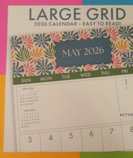 2026 LARGE GRID BIG 12X24" CALENDAR 3.5 by 1 1/2 Block - Quality - 50 OFF
