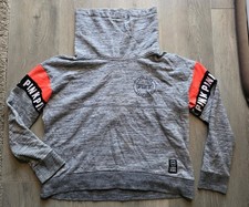 Victoria's Secret PINK Logo Gray Pull Over Hoodie Sweatshirt Womens Size Large