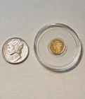 2 Mercury Dimes Gold & Silver GEM BU Real 90% Silver + .9999 Gold Round!!