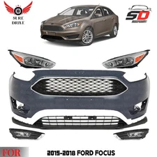 Front Bumper Cover Fascia & Grille Assembly Kit For 2015-2018 Ford Focus