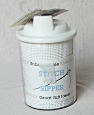 STITCH A SIPPER CUP CRAFTER'S PRIDE WHITE 14 COUNT CROSS STITCH VINYL WEAVE  NEW