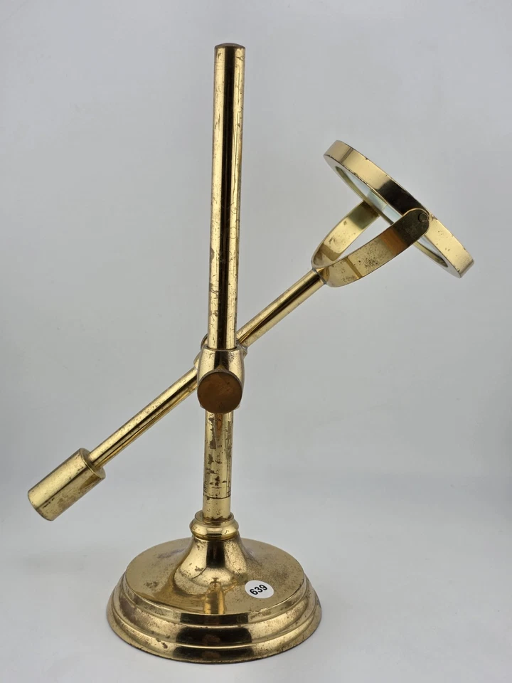 Antique C 1920's Solid Brass Desk Top Magnifying Glass Three Way Adjustable. - Image 2 of 4