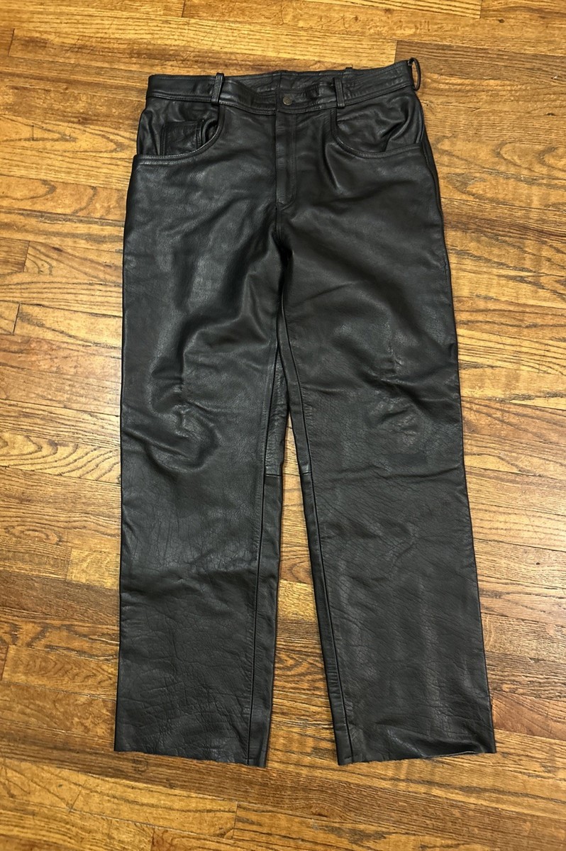 Loose Fit Xelement Leather Pants Black Leather Pants Xelement, Size 32