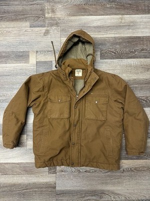 Ruff Hewn Workwear Men's Sherpa Lined Hooded Canvas Duck Jacket