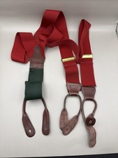 Vintage Polo Ralph Lauren Red Elastic Suspenders Leather With Horse Logo