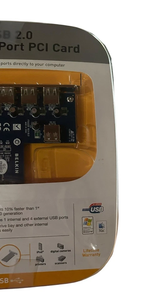 BELKIN USB 2.0 5-PORT PCI CARD - 1 Internal/4 External Mac PC New Open Box - Image 2 of 4