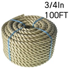 3/4" 100' Manila Rope PP 3 Strand Twisted Rope Arborist Bull Rope Rope