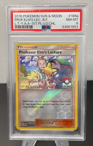 Pokemon 2018 PSA 8 Professor Elm's Lecture 1st place League Challenge 188a