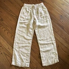 ATHLETA Retreat Linen High Rise Wide Leg Pants Elastic Waist Beige Womens Size S