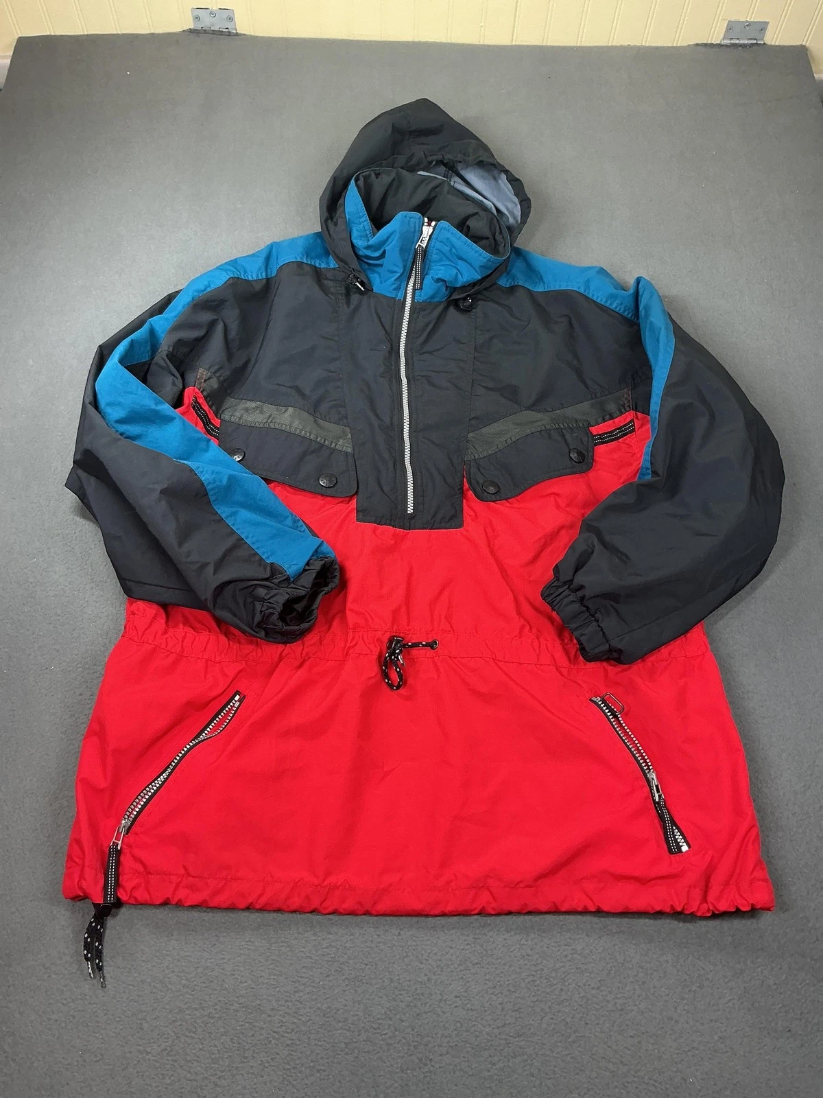 Obermeyer Jacket Mens XL Red Black Breckenridge 1/2 Zip Hooded Ski Pullover