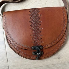 Vintage Gun Deri Brown Leather Crossbody Shoulder Bag
