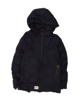 KHUJO Mens Hooded Padded Jacket UK 40 Large Navy Blue Polyester BP01