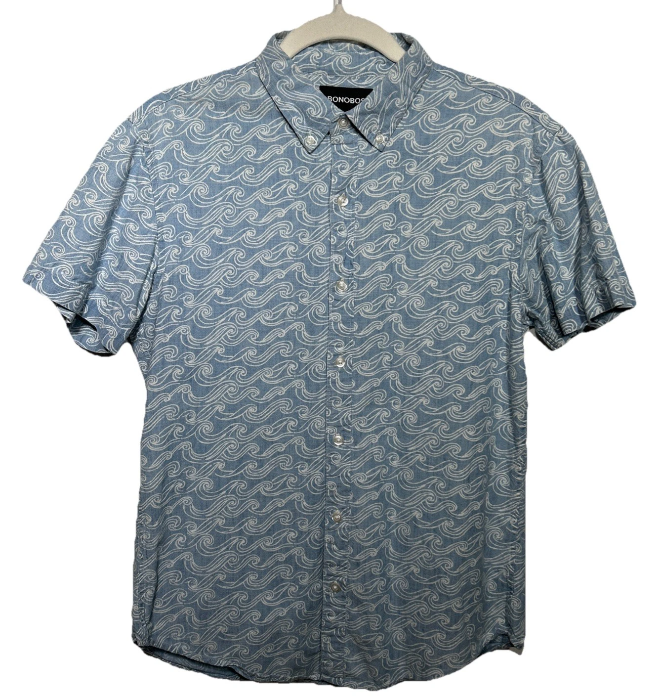 Bonobos Riviera Tailored Fit Shirt 100% Cotton Blue Waves Sz Medium Retail: $88