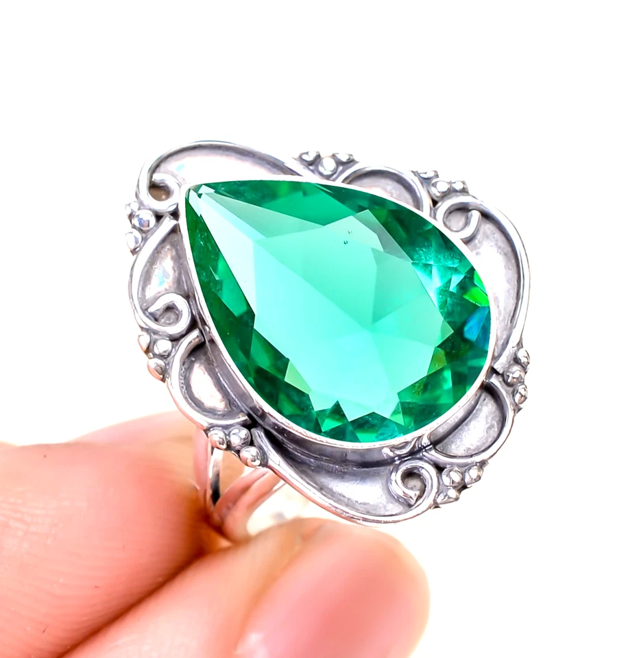 Wunderschöner Apatit Edelstein 925 Sterling Silber Handarbeit Schmuck Ring al...