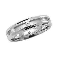 Sterling Silver Wedding Band 5mm Sating Finish 8 Gemstones 925 Hallmark