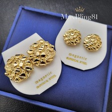 Hip Hop Jewelry Cookie Nugget Magnetic Iced Gold plated Bling Earrings Unisex