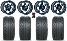Gtw Spyder 14 Golf Cart Wheels Blue 225x40 Fusion Gtr Tires E-z-go Club Car