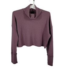 Wild Fable Long Sleeve Turtle Neck Boxy Cropped Top, Deep Mauve, Size M, NWT