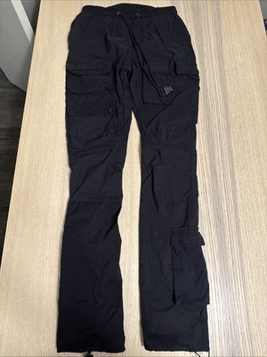 Decibel Black Multi Pocket Utility Cargo Pants Buckle Strap Techwear Mens M